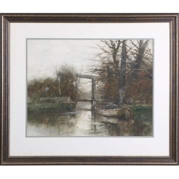 Charles Paul Gruppe (American, 1860-1940) "Rowboat scene"