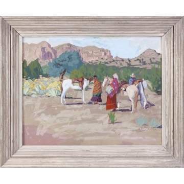 Rosa M. Curtis (1894 - 1960) Horse & riders scene