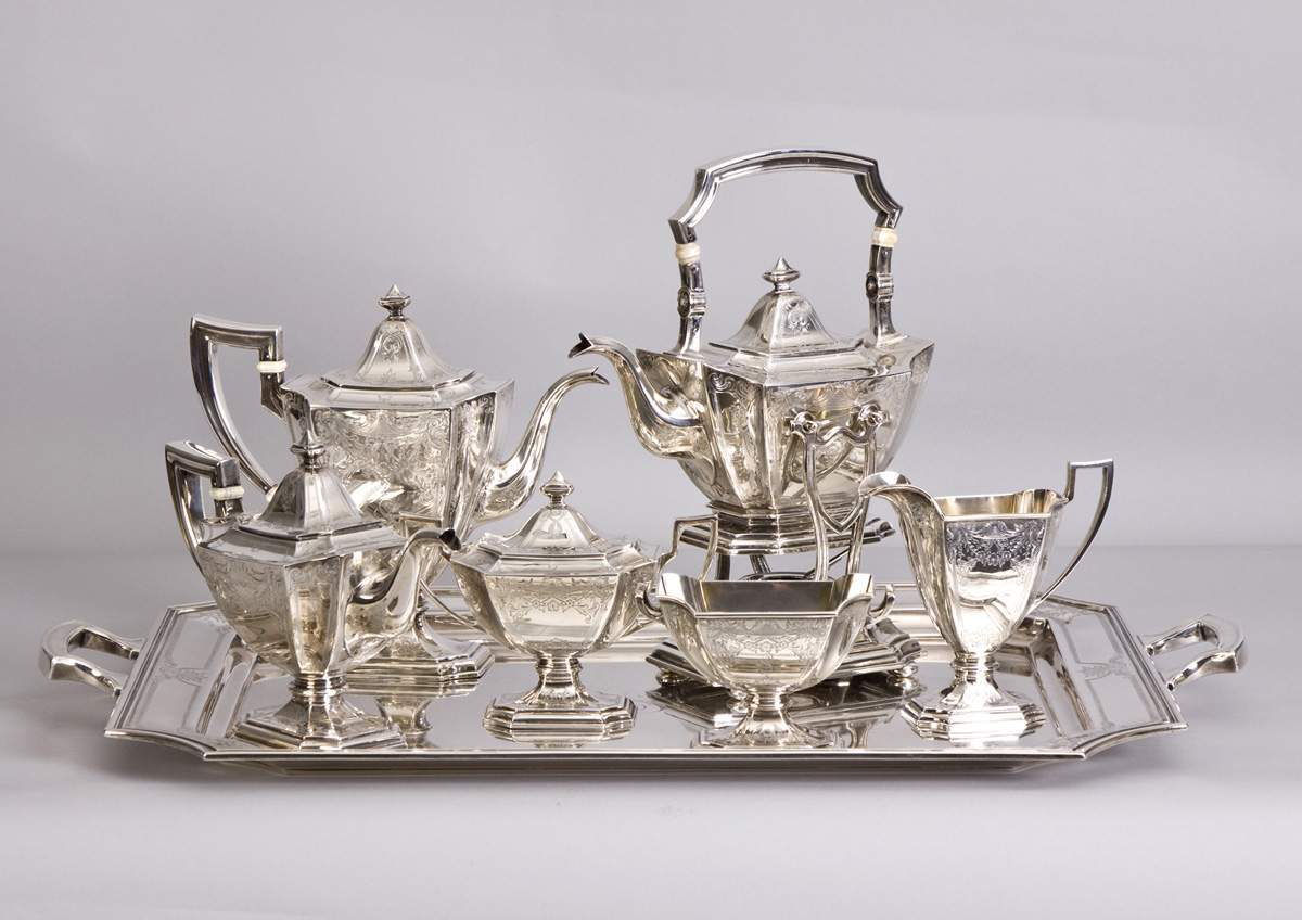 Gorham Sterling Tea & Coffee Set w/Matching Tray Cottone Auctions