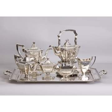 Gorham Sterling Tea & Coffee Set w/Matching Tray
