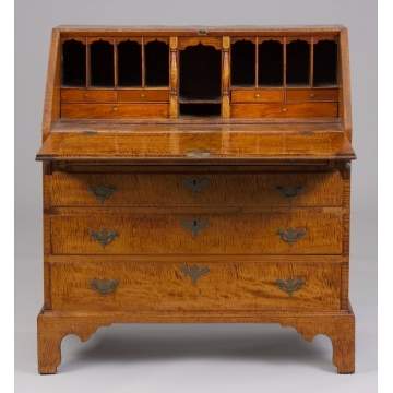 Early 19th Century Chippendale Tiger Maple Drop-front Desk