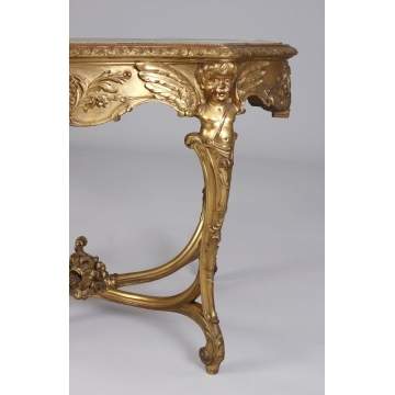 Louis V Style Carved, Gilt & Onyx Table