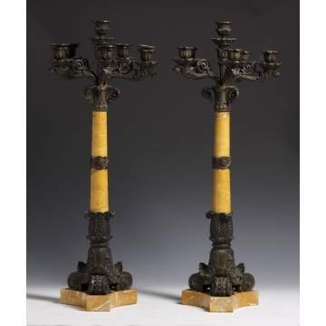 Gilt Bronze & Marble Candelabras