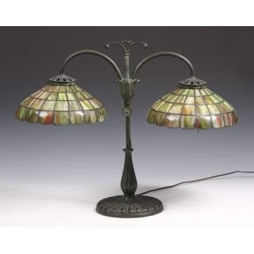 Handel Student Lamp w/Leaded Glass Shades