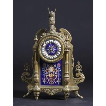 Tiffany & Co. Bronze & Enameled Clock
