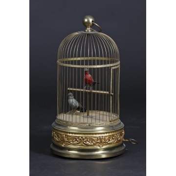 Singing Double Birds in Cage by Charles Bontems of Paris, France