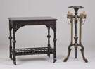 Ebonized Table & Egyptian Revival Victorian Stand 