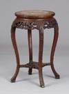 Carved wood stand with inlaid top
