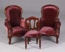 3 Victorian Velvet Doll Chairs