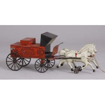 Yankee Notions Hand Painted Tin Horse Drawn Cart