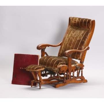 Salesman Sample Victorian Oak Reclining Chair w/Foot Stool