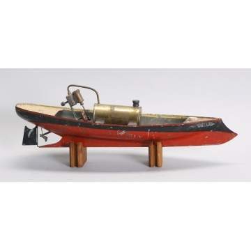 Early German Hand Painted Tin Live Steam Boat 'Porter'