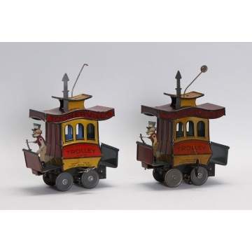 Lithographed Tin Wind-Up Toonerville Trollies