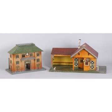 Lithographed & Hand Painted Train Stations