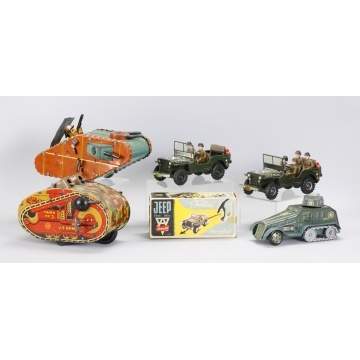 Wind-Up Army Tanks, Trucks, & Jeeps