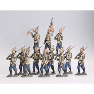 12 German Hand Painted Tin Soldiers