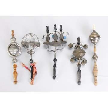 Group of 5 Victorian Children's Whistles & Rattles