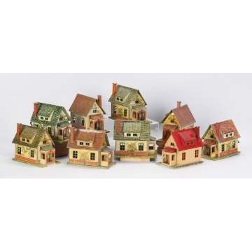 9 Lionel 184-1 & 184 A-1 Lithographed Tin Bungalows