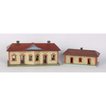 2 Bing Lithographed Tin Train Stations