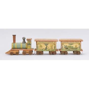 Paper Lithograph on Wood Barnum Performing Circus Train