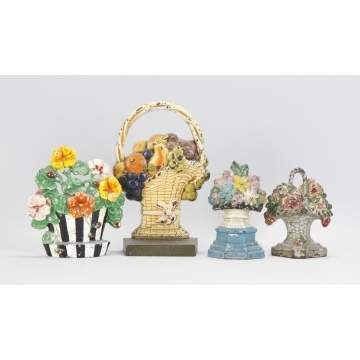 Group of 4 Cast Iron Floral Doorstops