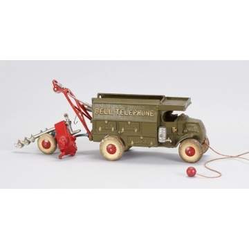 Cast Iron Bell Telephone Truck w/Accessories