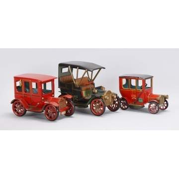 3 Modern Toys, Japan, Tin Plate Lever Action Cars