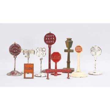 Group of Cast Iron Toy Signs