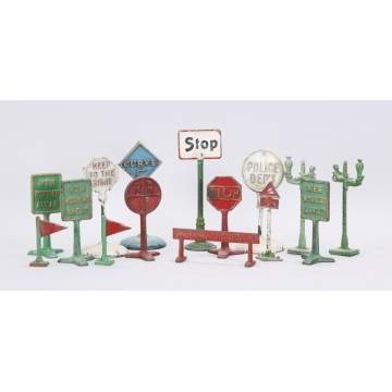 Group of Cast Iron Toy Signs