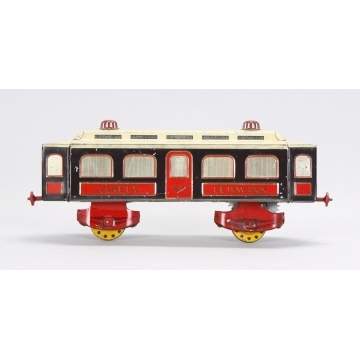 Lehmann Vineta #656 Lithographed Tin Wind-Up Trolley Car