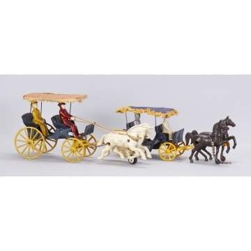 2 Kenton Cast Iron Horse Drawn Carriages