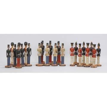 Carved & Painted Wood Military Figures
