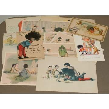 Group of 25 Golliwoggs Postcards & Watercolors