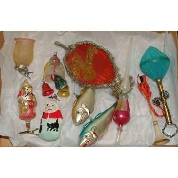 Group of 10 Hand Blown Glass Ornaments