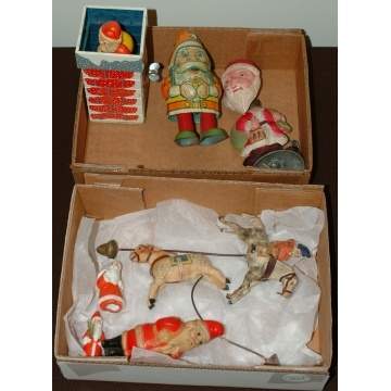 Group of Misc. Christmas Decorations & Tin Santas