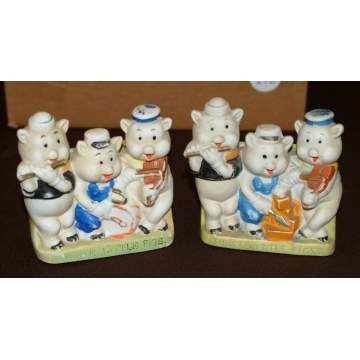 (2) Japan 3 Little Pigs Bisque Figures