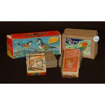 Group of Tin Wind-Up Chirping Birds