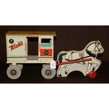 Rich's City Dairy Tin & Wood Pull Toy