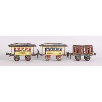 3 Early German Tin Train Cars
