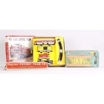 Group of 3 Boxed Tin Train Sets