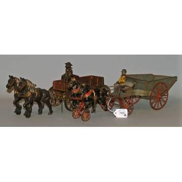 2 Cast Iron Horse Drawn Carts
