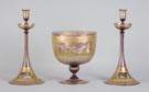 Centerbowl & Matching Candlesticks w/Enameled & Gold Classical Figural Decoration