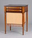 New England Curly Maple & Inlaid Mahogany Sewing Stand