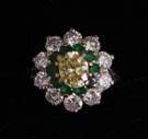 Yellow Diamond & Emerald Ring set in Platinum