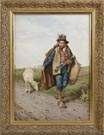 Filippo Indoni (Italian, 1842-1906) Bagpiper w/sheep	