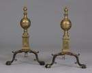 Fine Pair of Whitingham Brass Chippendale Andirons, c. 1800