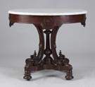 Victorian Walnut Marble Top Table w/carved base