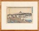 Japanese Wood Block Print  Bridge scene