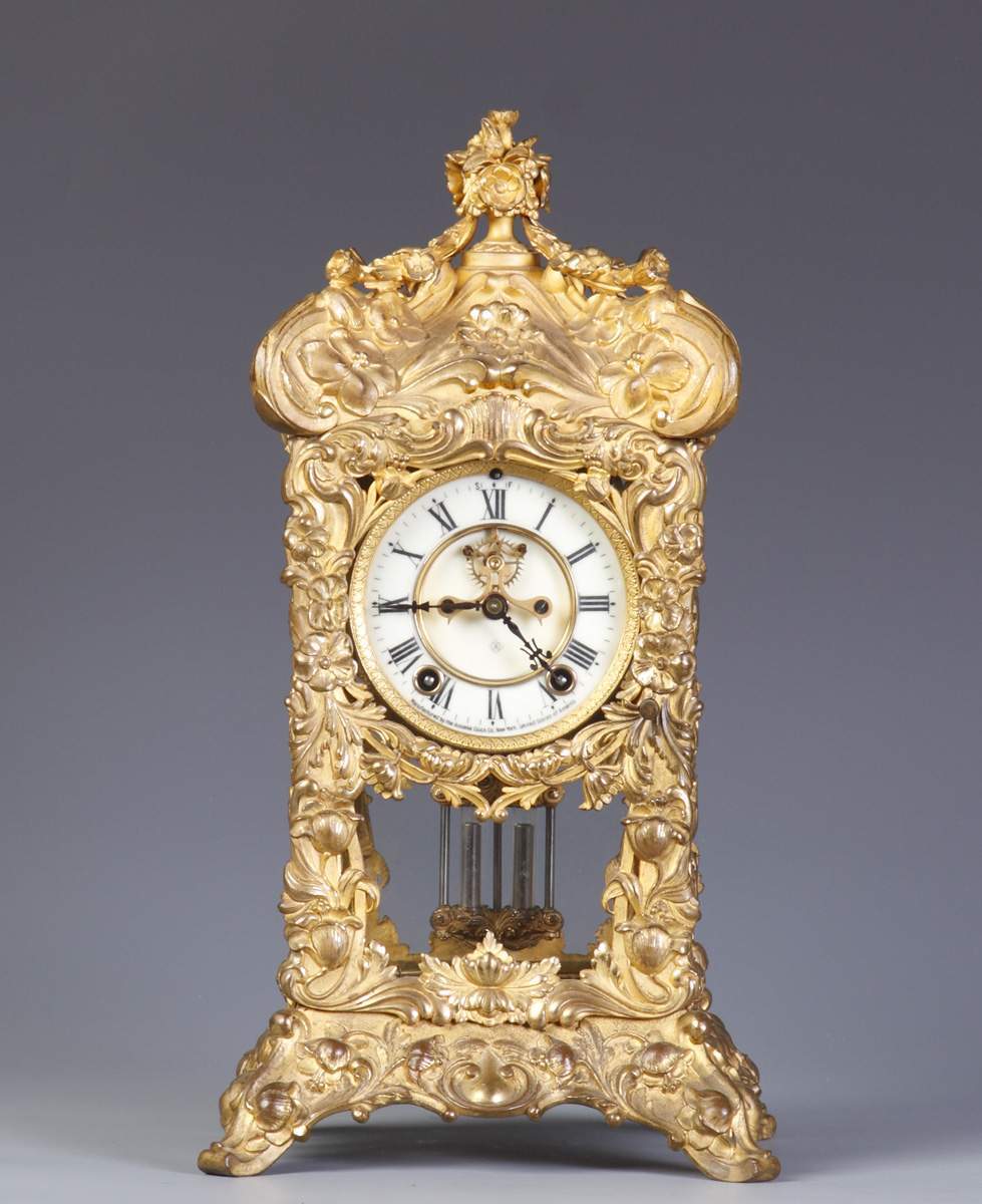 Ansonia Fancy Gilt Brass Shelf Clock Cottone Auctions