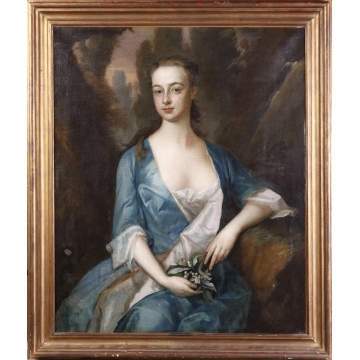 Michael Dahl (1656-1743) Woman w/blue dress holding